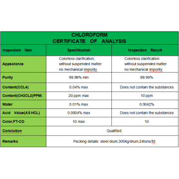 Cloroform 99,9% Methylene clorua